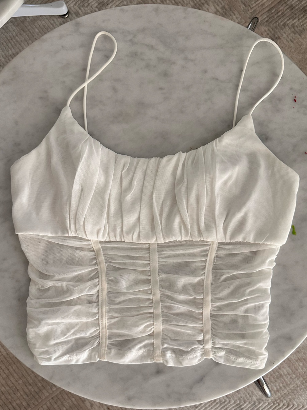 Hello Molly Ivory Ruched Spaghetti Strap Bustier Camisole